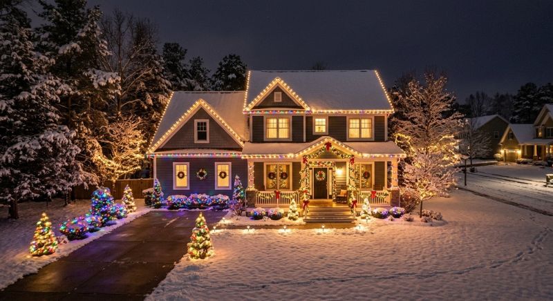 Christmas Lights Hanging in Olathe, KS
